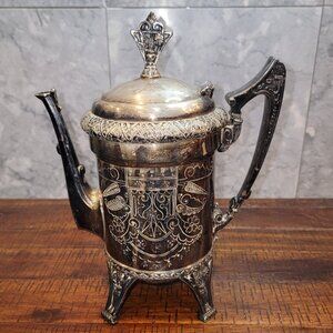 Vintage Atkinson Silver Co Quadruple Silver Plated Ornate Teapot
